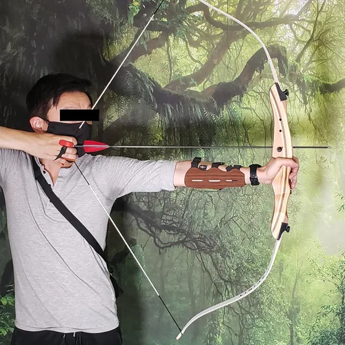 Vista 4 de SAS Spirit Jr 54" Beginner Youth Wood Archery Takedown Recurve Bow Package Blanco
