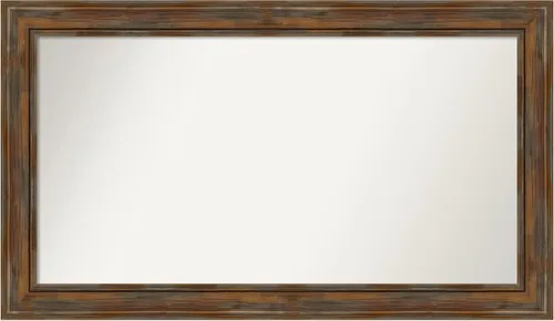 Vista 230 de Amanti Art Espejo de baño marrón para sobre fregadero, 26 x 26 pulgadas, espejo de tocador cuadrado marrón rústico Alexandria, marco de madera