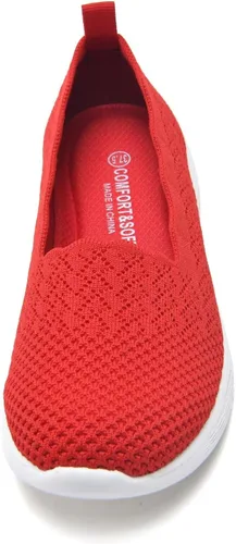 Vista 6 de poemlady Women's Slip on Loafer Shoes - Mesh Casual Ballet Flat Nurse Walking Sneakers Knit Round Toe Casual Memory Foam Shoes 190501