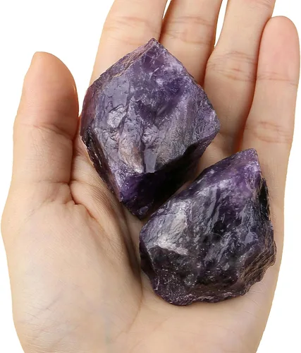 Vista 2 de YATOJUZI Amatista de 1.8-2.2" piedras naturales en bruto y cristales curativos, piedra grande de cristal rugoso para tamboreado, cabujón, pulido