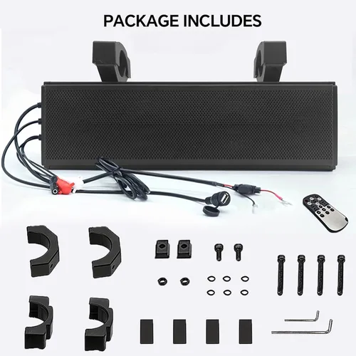 Vista 8 de Barra de sonido UTV de 17 pulgadas, barra de sonido para carrito de golf, Bluetooth IP65, impermeable, 400 W, amplificada con iluminación RGB