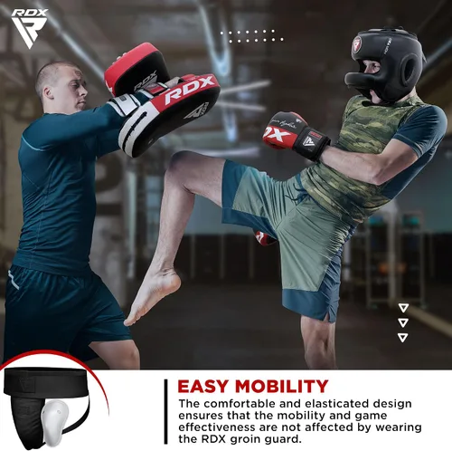 Vista 3 de RDX Protector de Ingle para Hombre, Copa para Boxeo, Kickboxing, MMA, Muay Thai, Entrenamiento de Lucha, Protector de Ingle Ventilado Ajustable