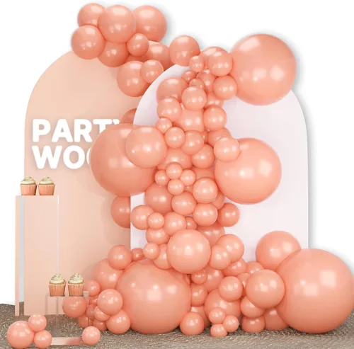 Vista 30 de PartyWoo - Globos nude de 140 piezas en diferentes tamaños de 18, 12, 10, 5 pulgadas, kit de arco de globos de color neutro y melocotón estilo boho