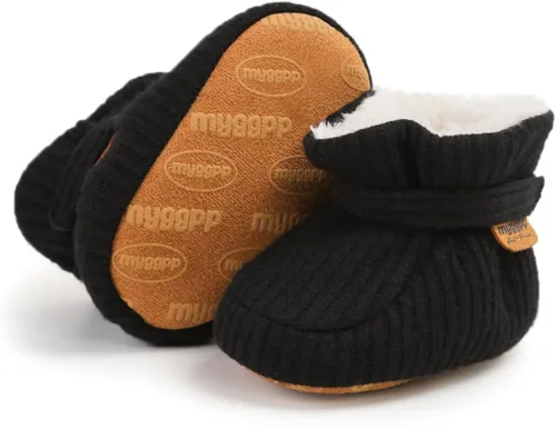 Vista 108 de Botines de forro polar para bebés, niños y niñas, pantuflas antideslizantes con agarre suave, zapatos de calcetín para recién nacidos, cuna