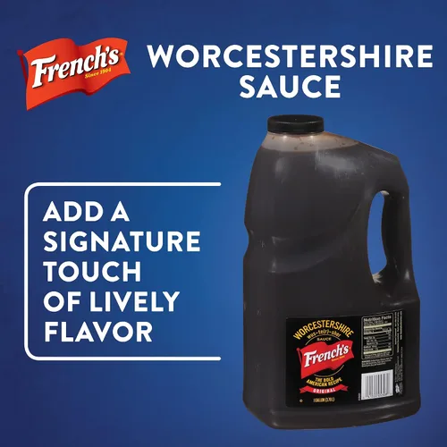 Vista 4 de French's Salsa Worcestershire, 1 galón – Contenedor de un galón de salsa Worcestershire sin gluten, perfecto como ablandador de carne, adobos