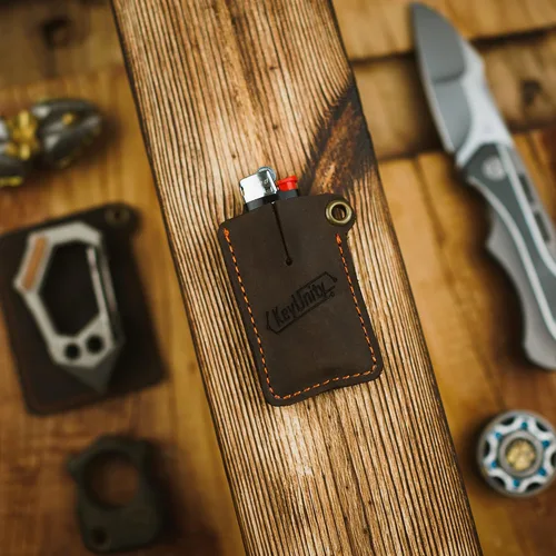Vista 9 de KeyUnity Funda de cuero EDC organizador de bolsillo cosido a mano bolsa deslizante