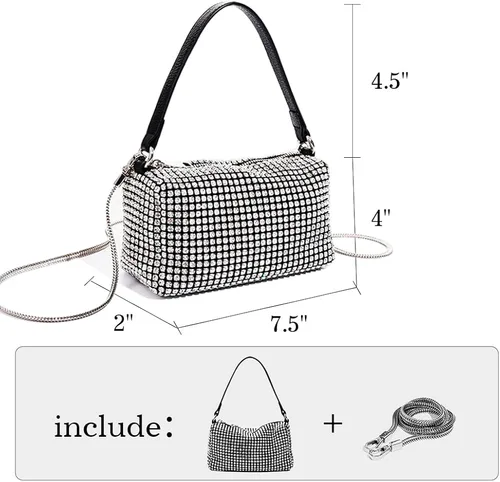 Vista 4 de JBB Rhinestone Clutch Purses For Women Glitter Purse Bling Evening Handbags Chain Strap Mini Party Bag Small