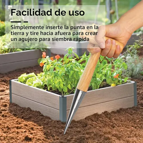 Vista 5 de FLORA GUARD - Herramienta de jardín para semillas, de acero con mango de madera