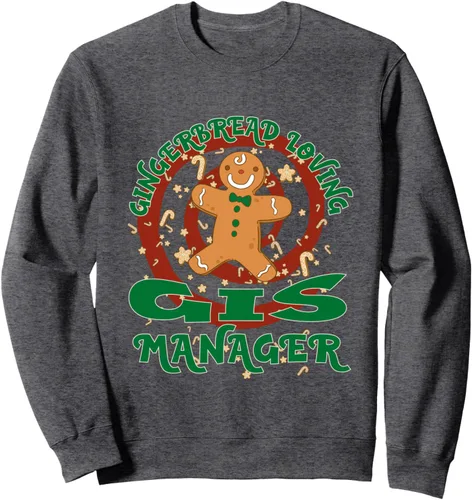 Vista 5 de GIS Manager Job Gingerbread Funny Xmas Sweatshirt