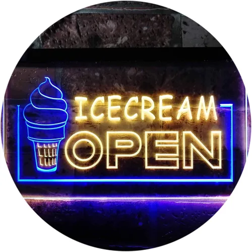 Vista 14 de ADVPRO Ice Cream Open Shop Dual Color LED Neon Sign Blue & Red 12" x 8.5" st6s32-m0079-br