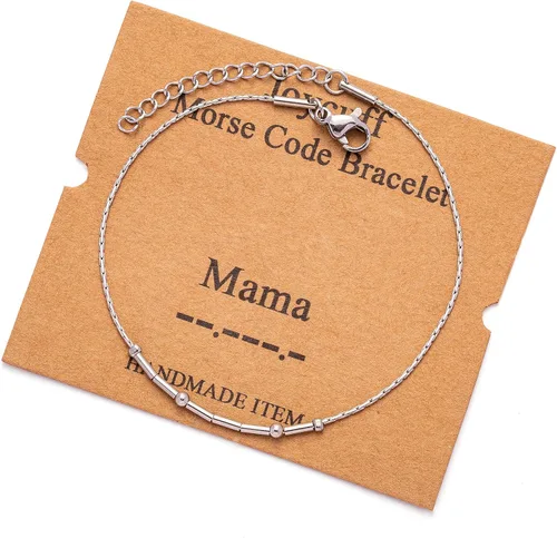Vista 189 de JoycuFF Pulseras inspiradoras de código morse para mujeres, cuentas de plata, joyería con mantra de motivación, regalos para ella