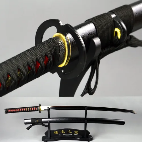 Vista 3 de Espada de espiga completa hecha a mano de 41 pulgadas, katana japonesa de espiga completa forjada a mano, espada samurái de combate real, espada