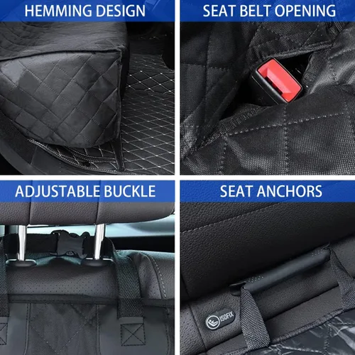 Vista 3 de BESULEN Funda de asiento trasero para perro, impermeable, tipo banca, compatible con reposabrazos y cinturón de seguridad, protector universal