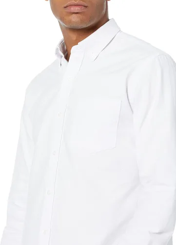 Vista 4 de Camisa Tienda Essentials de tela oxford, de manga larga, ajuste regular, con bolsillo, para hombre