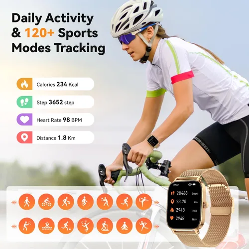 Vista 4 de Smart Watch for Women Android/iPhone: Fitness Tracker Smart Watches Rose Gold IP68 Waterproof Bluetooth Calls Answer&Make 1.85" Smartwatch Activity