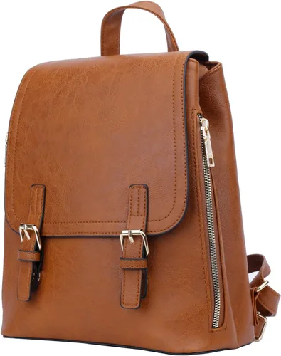 Vista 3 de KKXIU Elegante mochila pequeña para mujer, de piel sintética, mini, con múltiples bolsillos, X-marrón, Viajar