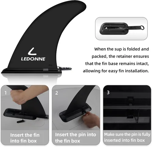 Vista 4 de LEDONNE Aleta de centro de surf y SUP de 9 pulgadas, 2 piezas (USD 4.99/1 piezas) con 1 pin adicional Instalación sin herramienta-Aleta de 9