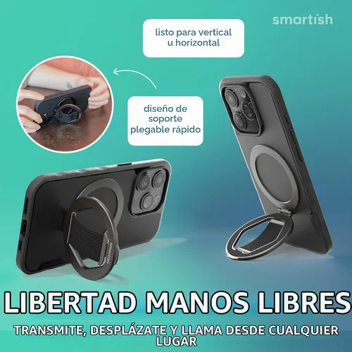 Vista 4 de Smartish® MagSafe Grip Kickstand - Quickstand - Agarre Magnético para Teléfono Celular con Anillo para Dedo, Relleno de Calcetín Navideño - Soporte