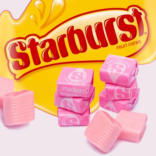 Vista 7 de Starburst - Caramelos masticables totalmente rosados, 1 libra, aproximadamente 90 caramelos de fresa, dulces a granel envueltos individualmente