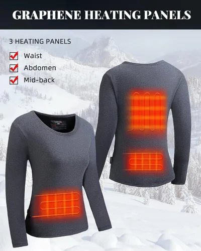 Vista 2 de Venustas Womens Heated Shirt Thermal Underwear with 5V Battery Pack Winter Warm Base Layer Top Bottom Set Long Johns