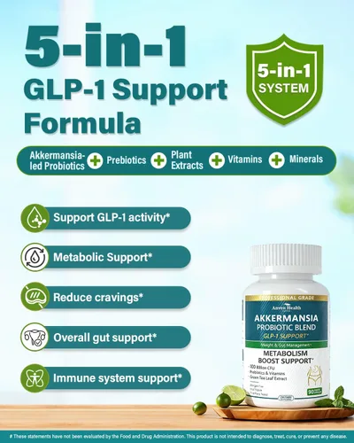 Vista 3 de GLP-1 Akkermansia Probióticos 100 mil millones de UFC metabolismo intestinal Akk Glp
