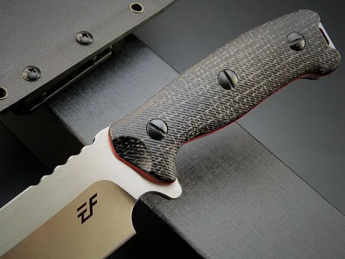 Vista 6 de Eafengrow EF143 Cuchillo de hoja fija con hoja de acero AUS-10, mango de Micarta, tanga completa, herramienta EDC, cuchillo recto para trabajo Negro