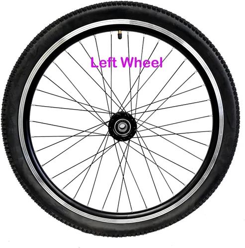 Vista 2 de Ruedas triciclo para adultos, llanta de aleación de doble pared, 36 x 13 G, radios negros con neumático y tubo para eje de 0.591 in
