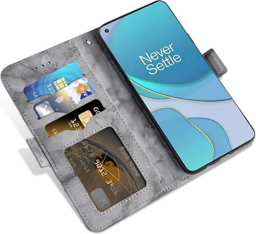 Vista 3 de Asuwish Funda compatible con OnePlus 8T OnePlus8T Plus 9R 5G y protector de pantalla de vidrio con ranura para tarjetero de mármol para One Plus8T5G