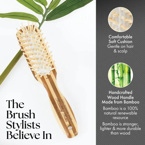 Vista 4 de Olivia Garden Cepillo de masaje iónico de bambú para cabello saludable