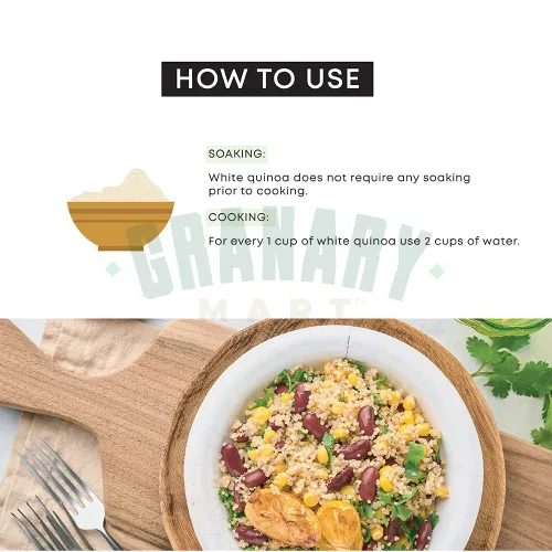 Vista 4 de Quinoa blanca natural de Granary Mart - Grano entero rico en proteínas, saludable y nutritivo, alternativa al arroz, sin OMG y gluten, tarifa a