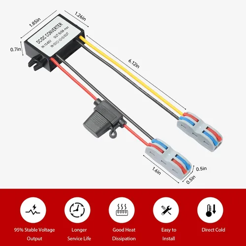 Vista 6 de Convertidor industrial IP67 impermeable DC-DC 10-60V a 5V 5A 25W - Regulador de voltaje solar/camión/marino, adecuado para entornos hostiles, a