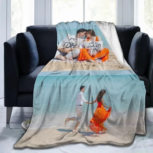 Vista 23 de HooSo Manta Personalizada para Cama con Fotos y Texto, Mantas Personalizadas con Collage de Fotos para Regalo de Cumpleaños Familiar y Boda, Collage