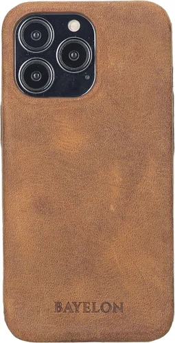 Vista 2 de Bayelon Funda de cuero para iPhone 13 Pro, funda de cuero delgada de grano completo (marrón antiguo)