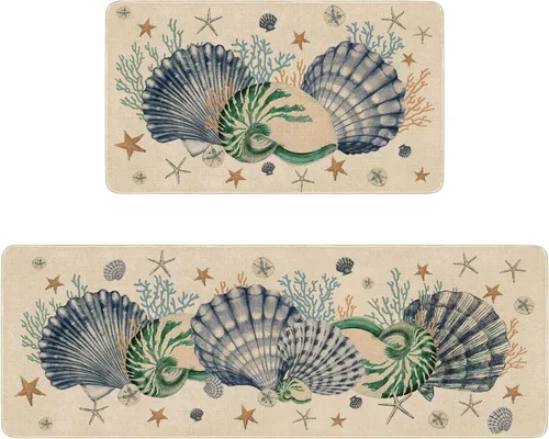 Vista 14 de Juego de 2 tapetes y tapetes de cocina con diseño floral de primavera, diseño floral de acuarela para piso, decoración de fregadero de cocina