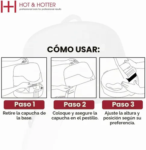 Vista 4 de Annie Hot & Hotter - Secador de campana iónico de cerámica extra grande 2500, 8 libras Negro / Blanco