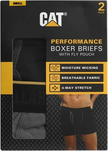 Vista 3 de Caterpillar Paquete de 2 calzoncillos tipo bóxer de malla deportiva para hombre, NegroGris