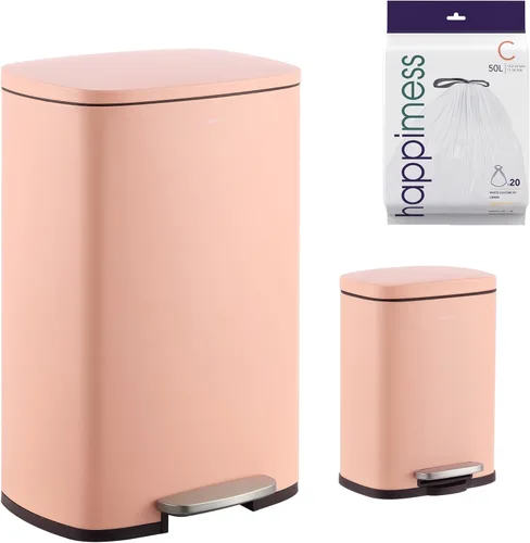 Vista 13 de happimess HPM1006B Connor - Bote de basura rectangular de 13 galones con tapa de cierre suave y mini basurero gratis, resistente a las huellas Negro