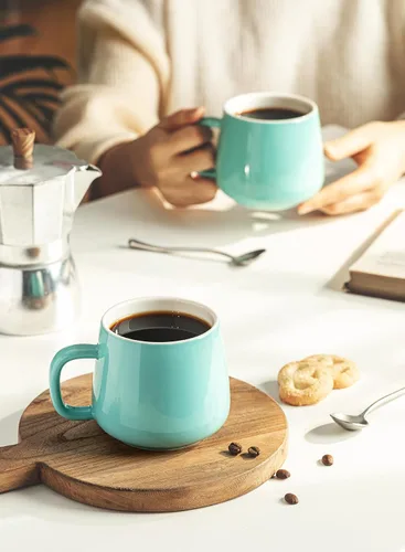 Vista 7 de Teocera Juego de 4 tazas de café de 12 onzas y tazas de café jumbo de 24 onzas, color turquesa