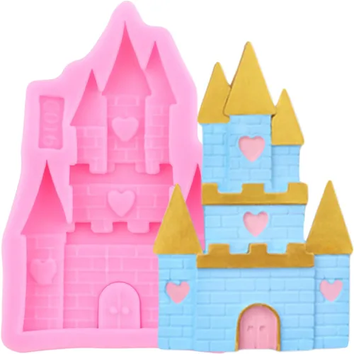 Vista 10 de Moldes de silicona para fondant de castillo de cuento de hadas para decoración de tartas, decoración de cupcakes, pasta de goma de caramelo