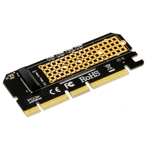 Vista 8 de NVME M.2 (M Key) SSD a PCIe X4/X8/X16 Tarjeta de expansión con luz RGB disipador de calor de aluminio SSD Apdapter