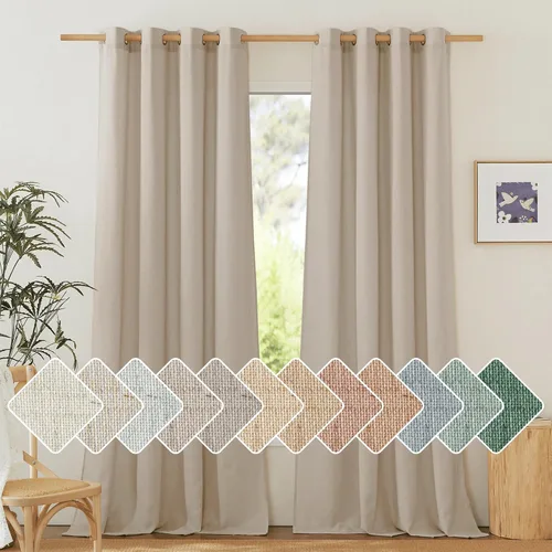 Vista 255 de NICETOWN - Cortinas de lino angora para ventana de cocina sobre el fregadero, con ojales, lino grueso angora, tratamientos cortos para ventanas