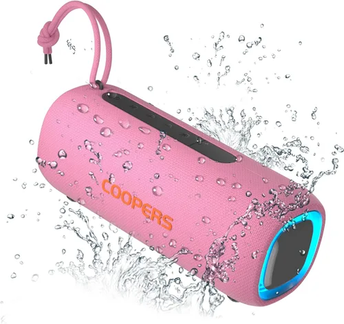 Vista 8 de Altavoz Bluetooth portátil, altavoz Bluetooth inalámbrico con sonido estéreo claro y fuerte, altavoces impermeables IPX5 con luces RGB, BT5.3, largo