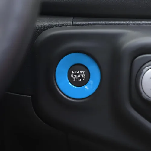 Vista 7 de RT-TCZ para Jeep JL Anillo de Cubierta de Botón de Arranque/Parada para Jeep Wrangler JL JLU Gladiator JT 2018-2024 Accesorios de Interior Azul Bebé