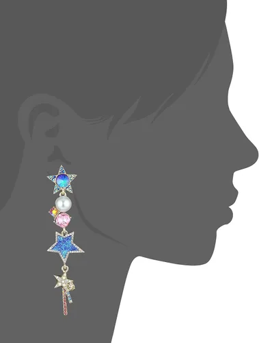 Vista 2 de betsey johnson para mujer multicolor y dorado lineal non-matching arete, metal común, Multicolor, B12963-E01