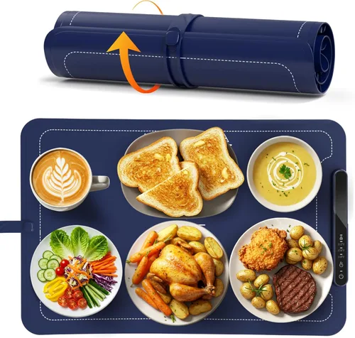 Vista 2 de Electactic Tapete de calentamiento para alimentos, calentador de alimentos para bufé, bandeja de calentamiento de superficie completa con ajuste