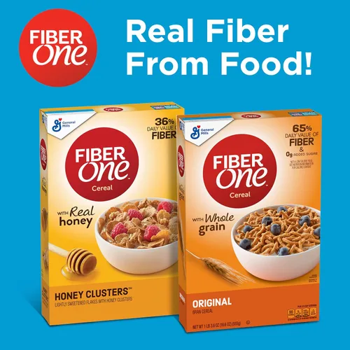 Vista 7 de Fiber One Cereal, salvado original, cereal de alta fibra hecho con grano entero, 19.6 oz