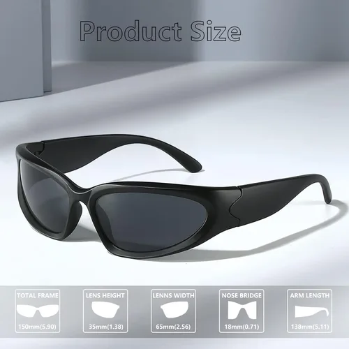 Vista 5 de FURISHQI Y2K - Gafas de sol envolventes para mujeres y hombres con tecnología futura y diseño de sentido protección UV