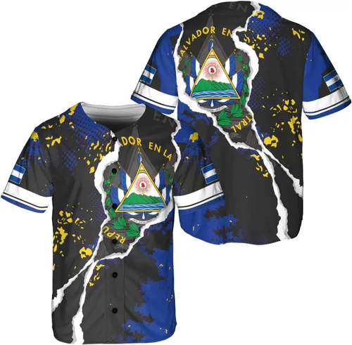 Vista 19 de Parvii Camiseta de béisbol personalizada de El Salvador Orgulloso, camiseta de El Salvador, camiseta de El Salvador, Jersey de El Salvador