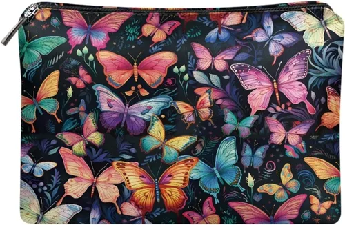 Vista 36 de Flashideas Bolsa de maquillaje portátil de cuero impermeable bolsa de cosméticos embrague maquillaje cepillo bolsa, Estampado De Mármol Azul 1