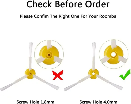 Vista 4 de Paquete de 2 cepillos laterales de 3 brazos compatibles con i-Robot Roomba 600 Series 694 692 690 680 660 665 651 650 614 y 500 Series 595 585 564